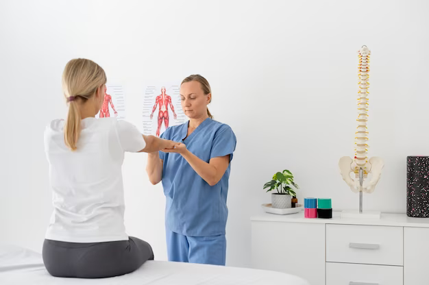 Doctor doing exercise with patient